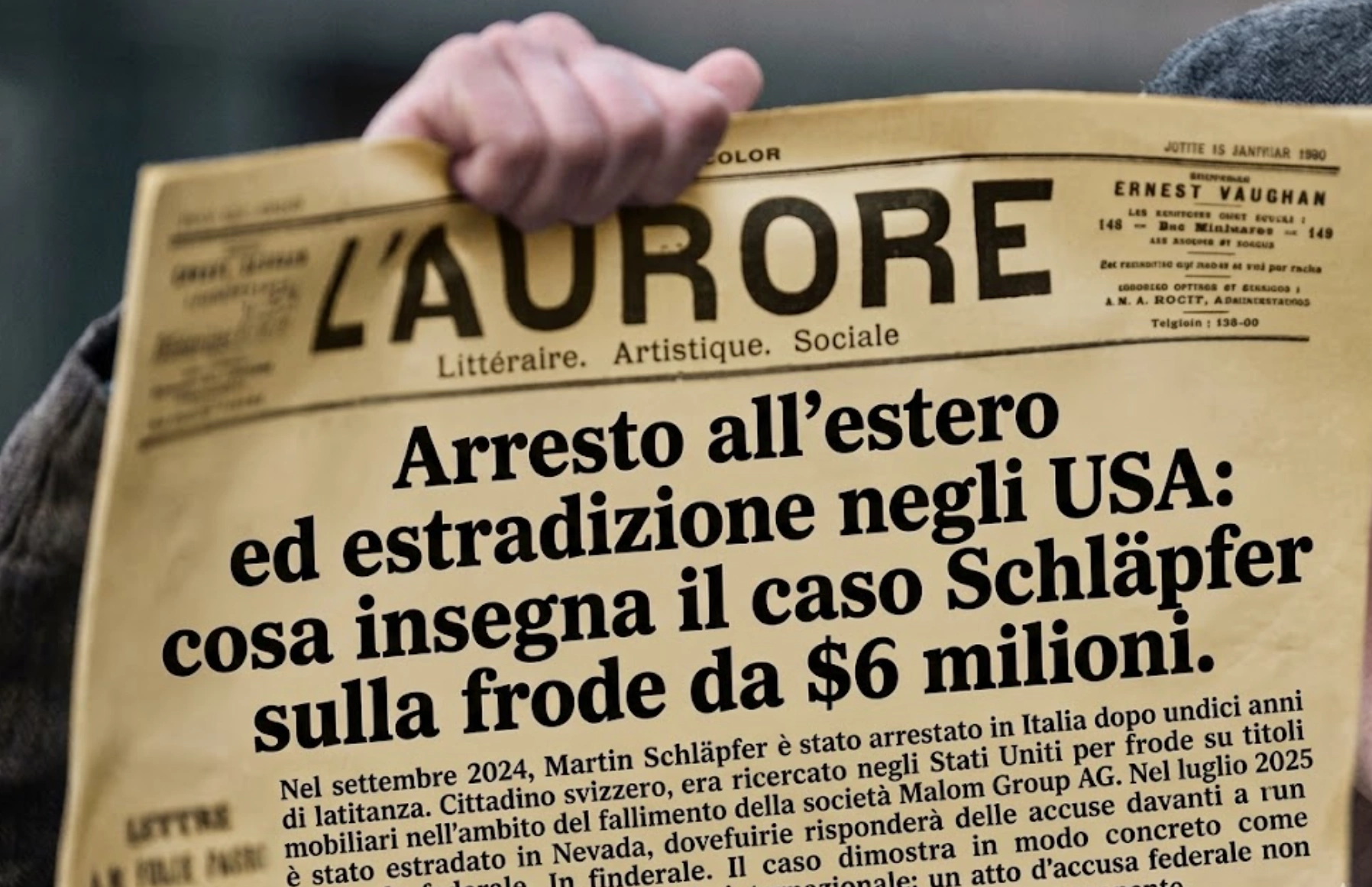 Arresto all’estero ed estradizione negli USA: cosa insegna il caso Schläpfer sulla frode da $6 milioni